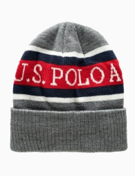 Шапка бини U.S. Polo Assn логотипом 1159827688 (Серый One size)