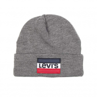 Мужская теплая зимняя шапка Levis серого цвета бини art940287