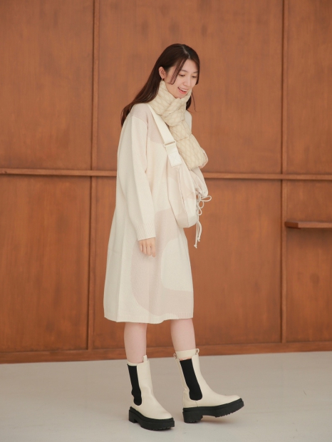 Утеплений шарф Uniqlo, що складається, з підкладкою 1159829927 (Молочний One size)