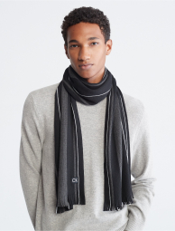 Мужской шарф Calvin Klein с бахромой 1159778568 (Черный, One size)