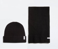 Вязаный набор Calvin Klein комплект шапка и шарф 1159778606 (Черный, One size)