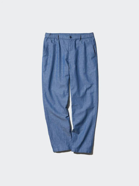 Свободные брюки UNIQLO из льняной смеси 1159833677 (Синий S)