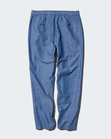 Свободные брюки UNIQLO из льняной смеси 1159833677 (Синий S)