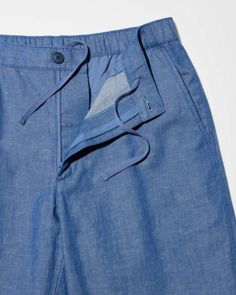 Свободные брюки UNIQLO из льняной смеси 1159833677 (Синий S)