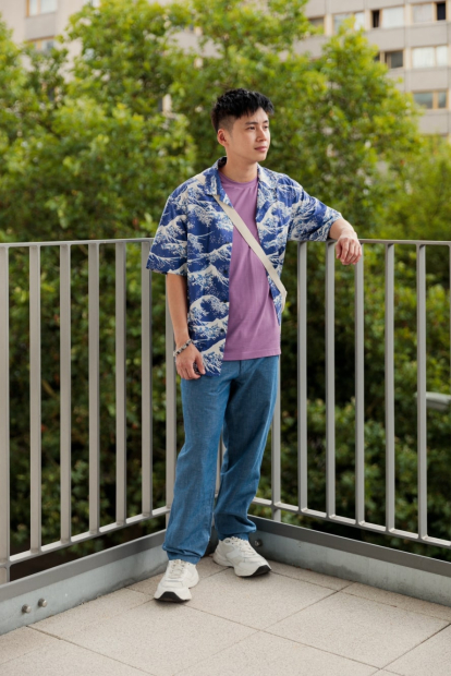 Свободные брюки UNIQLO из льняной смеси 1159833677 (Синий S)