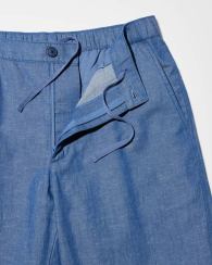 Свободные брюки UNIQLO из льняной смеси 1159833677 (Синий S)