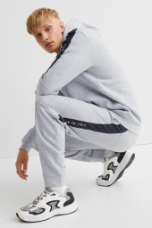 Мужские джоггеры H&M с боковыми вставками спортивные штаны 1159760438 (Серый/Черный, M)