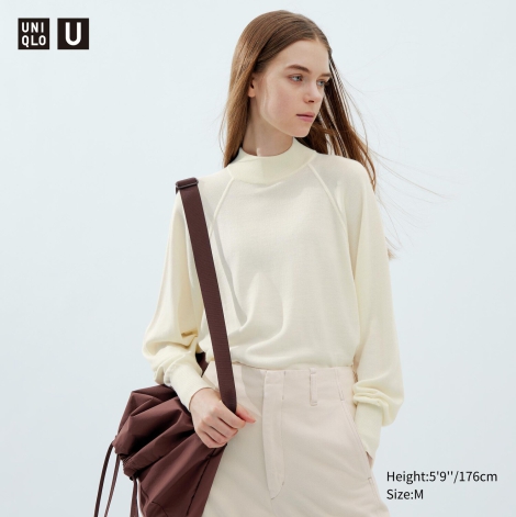 Женский свитер UNIQLO из смеси мериноса 1159797537 (Молочный, S)