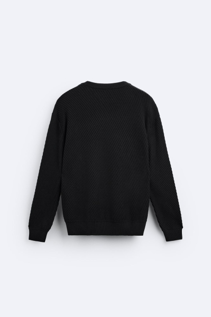 Мужской вязаный свитер ZARA 1159798286 (Черный, M)