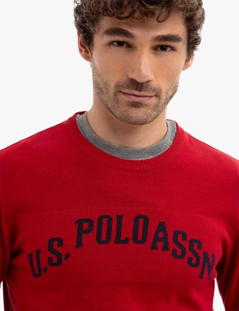 Чоловічий светр U.S. Polo Assn з логотипом 1159798936 (червоний, L)
