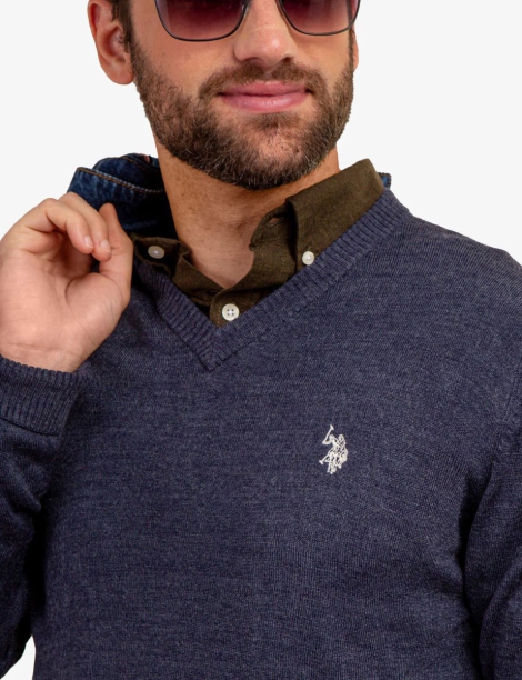 Чоловічий светр U.S. Polo Assn 1159798954 (Білий/синій, M)