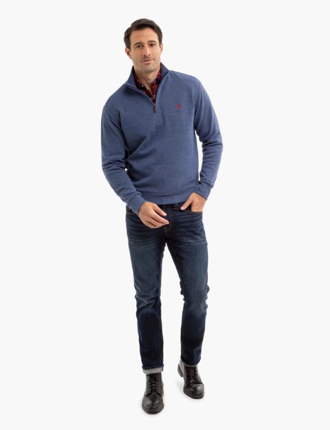 Чоловічий светр U.S. Polo Assn з блискавкою 1159798958 (Білий/синій, XXL)
