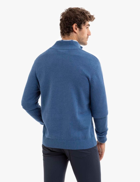 Чоловічий светр U.S. Polo Assn з блискавкою 1159799868 (Білий/синій, M)