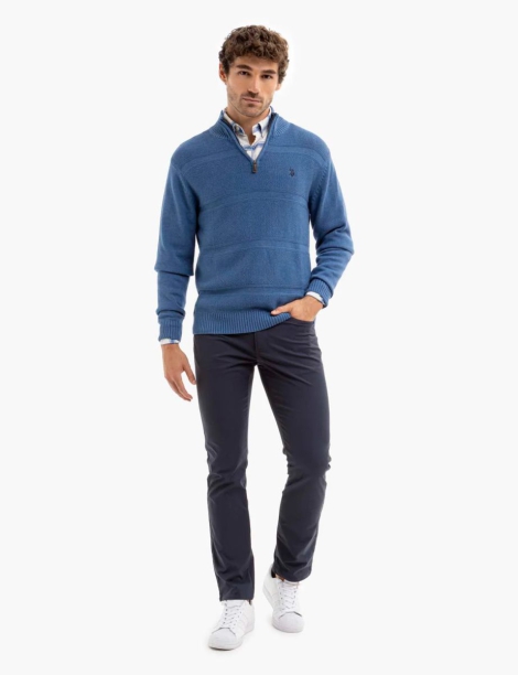 Чоловічий светр U.S. Polo Assn з блискавкою 1159799868 (Білий/синій, M)