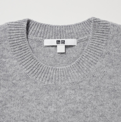 Вязаный свитер UNIQLO из шерсти 1159800626 (Серый, XL)