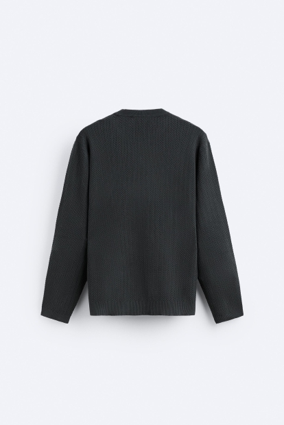 Чоловічий текстурований светр ZARA 1159803206 (Сірий, M)