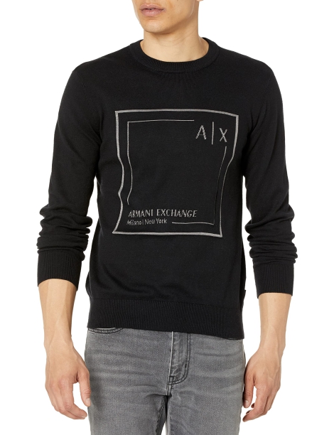 Мужской свитер Armani Exchange кофта с логотипом 1159806759 (Черный, XS)