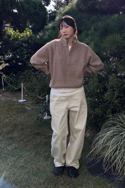 Вязаный свитер с полумолнией UNIQLO 1159834009 (Коричневый 3XL)