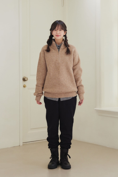 Вязаный свитер с полумолнией UNIQLO 1159834009 (Коричневый 3XL)