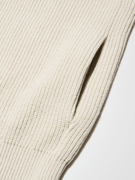 Вязаный свитер UNIQLO с застежкой-молнией 1159834015 (Молочный 3XL)