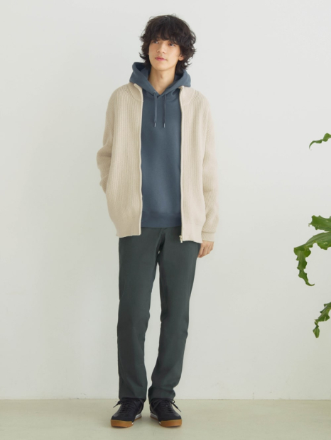 Вязаный свитер UNIQLO с застежкой-молнией 1159834015 (Молочный 3XL)