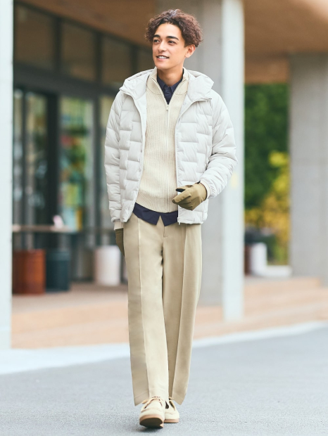 Вязаный свитер UNIQLO с застежкой-молнией 1159834015 (Молочный 3XL)