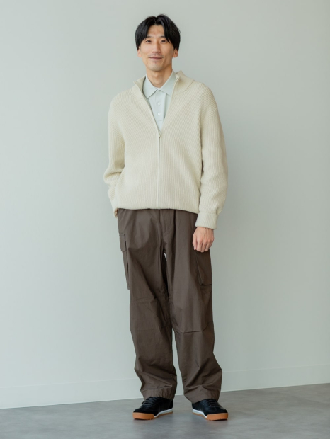 Вязаный свитер UNIQLO с застежкой-молнией 1159834015 (Молочный 3XL)