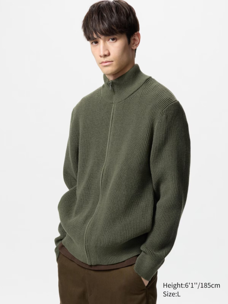 В'язаний светр UNIQLO із застібкою-блискавкою 1159834298 (Зелений 3XL)