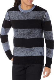 Мужской мягкий шерстяной свитер GUESS в полоску 1159790991 (Черный, XL)