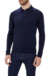 Мужской шерстяной свитер-поло Calvin Klein с воротником 1159790736 (Синий, S)