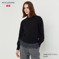 Вязаный свитер UNIQLO c рукавами-фонариками 1159795540 (Черный, M)