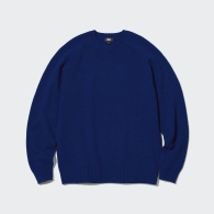Вязаный свитер UNIQLO из шерсти 1159796483 (Синий, S)