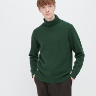Вязаный свитер UNIQLO из шерсти 1159796485 (Зеленый, M)