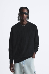 Чоловічий трикотажний светр ZARA 1159798286 (Чорний, M)