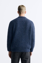 Чоловічий в'язаний светр ZARA 1159798752 (Білий/синій, XL)