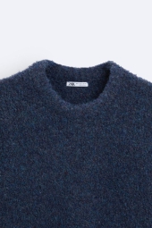 Чоловічий в'язаний светр ZARA 1159798752 (Білий/синій, XL)