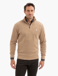 Чоловічий светр U.S. Polo Assn з блискавкою 1159798960 (Коричневий, XL)