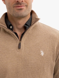 Чоловічий светр U.S. Polo Assn з блискавкою 1159798960 (Коричневий, XL)