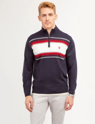 Чоловічий светр U.S. Polo Assn з блискавкою 1159798961 (Білий/синій, XXL)