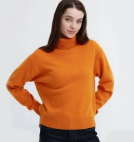 Вязаный свитер UNIQLO из шерсти премиум-класса 1159800059 (Оранжевый, XS)