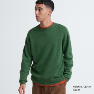 Вязаный свитер UNIQLO из шерсти премиум-класса 1159800590 (Зеленый, M)