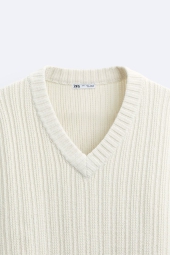 Мужской вязаный свитер ZARA 1159800594 (Молочный, XL)