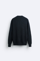 Мужской вязаный свитер ZARA 1159800742 (Синий, M)