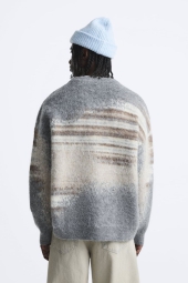 Мужской вязаный свитер ZARA 1159803094 (Серый, XL)