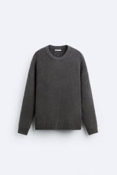 Мужской вязаный свитер ZARA 1159803409 (Серый, XL)