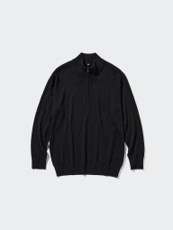 В'язаний светр із напівблискавкою UNIQLO із вовни 1159832473 (Чорний XL)