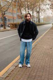 Вязаный свитер UNIQLO из шерсти 1159833158 (Черный M)