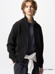 Вязаный свитер UNIQLO с застежкой-молнией 1159833951 (Черный 3XL)