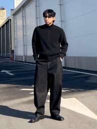 Вязаный свитер UNIQLO с застежкой-молнией 1159833951 (Черный 3XL)