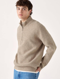 Вязаный свитер с полумолнией UNIQLO 1159834009 (Коричневый 3XL)
